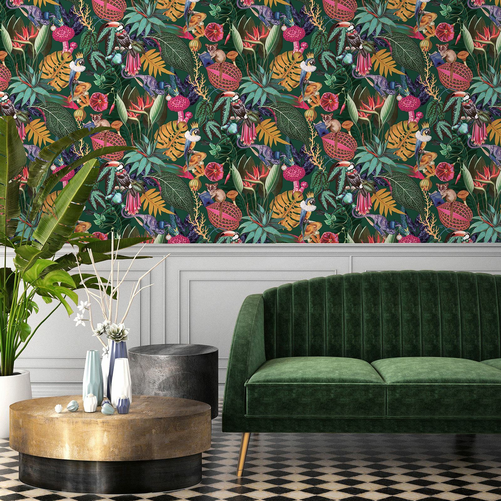 Holden Wonderland Tropical Wallpaper Emerald Green WOW036 Quirky Exotic