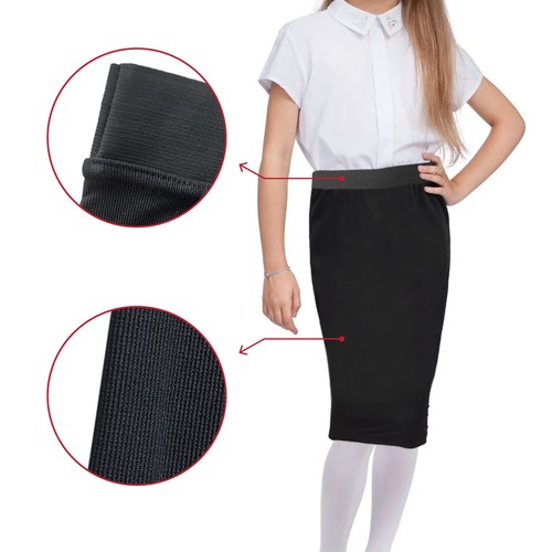 Girls Long Skirt Pencil Childrens Formal School Uniform With Elasticated Waist - Picture 2 of 7
