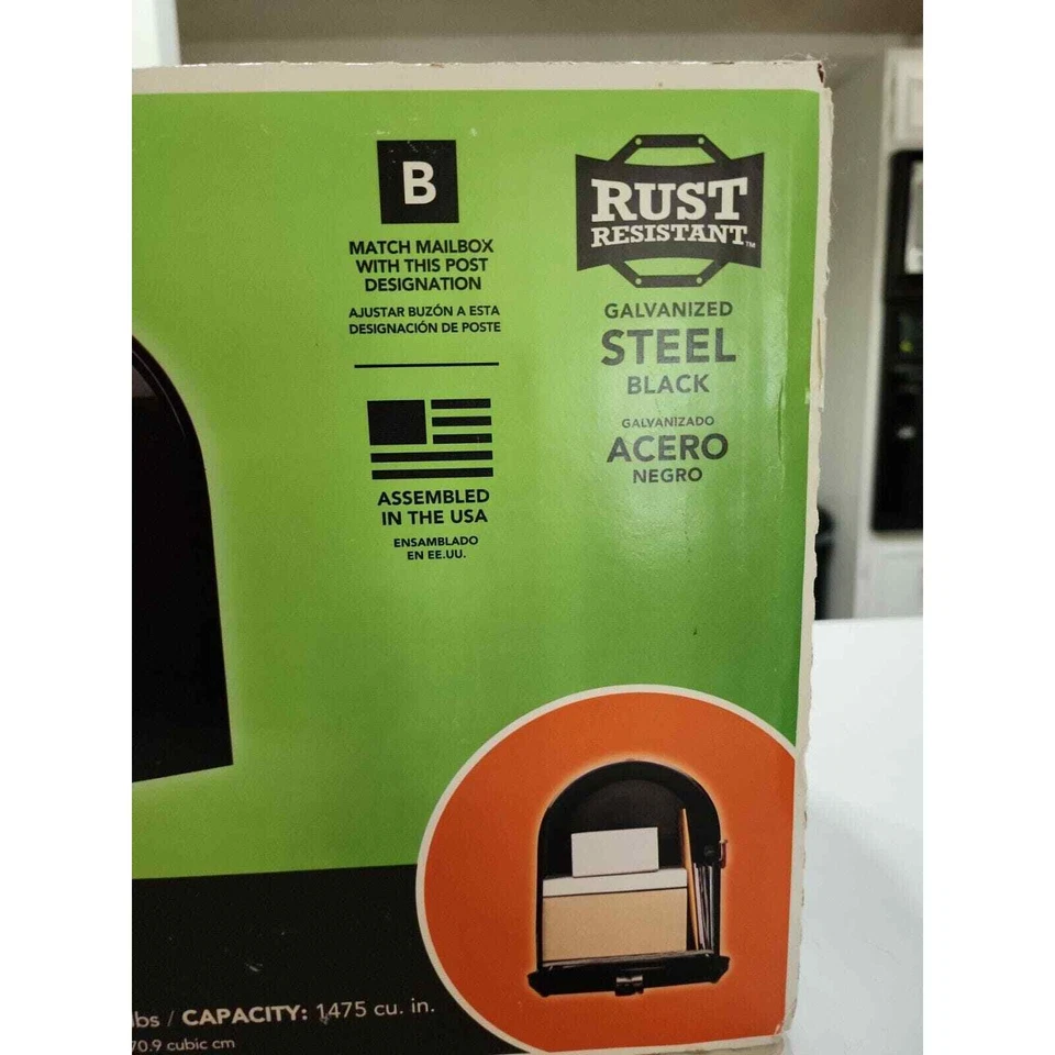 Post Mount Mailbox Extra Galvanized Steel Large Black Gibraltar Rural Mail Box - Image 4 of 4