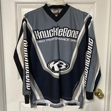 KnuckleBone High Performance BMX Graphic Racing Jersey Gray Black Men’s L