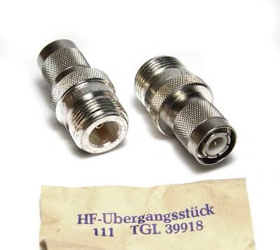 2x HF-Adapter, TNC Stecker auf N Buchse, Koax-Technik Lauenstein, NOS