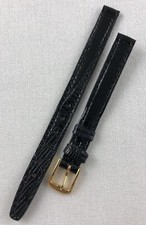 Nos Kreisler Genuine Lizard 8mm Ladies Black Non-Stitched Watch Band W82