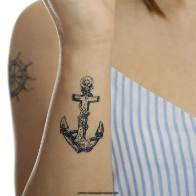 TATTOODRUCKER 2 x Anker Tattoo - Inklusive Steuerrad - Temporary Haut Tattoo - HC137 (2)
