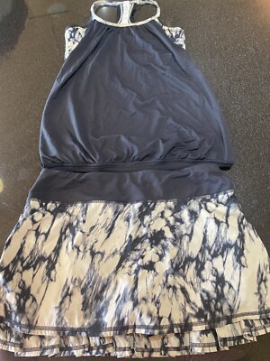 Lululemon Pace Setter Granite Skirt & Tank W/built Bra Set Perfect Con Rare Sz 4