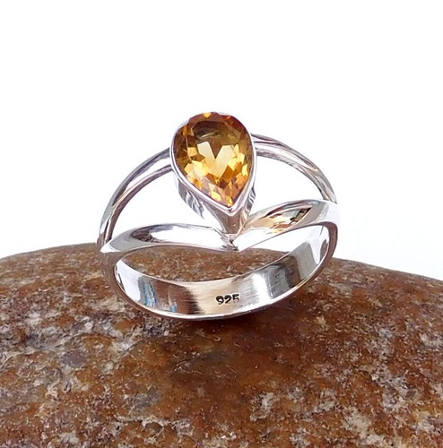 Wholesale 925 Sterling Silver Faceted Stone Ring Tear drop gemstone Rings-R157 - Picture 8 of 13