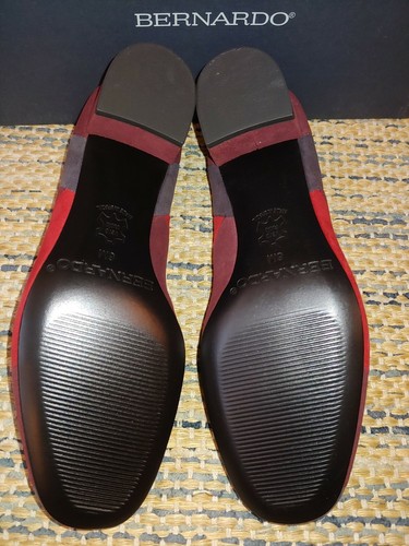 NEW Bernardo Roxanne 6M Charcoal Red Bordeaux Kid Suede Block Heel Pumps - Picture 9 of 10