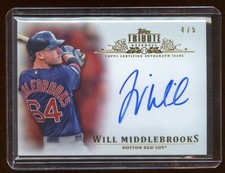 WILL MIDDLEBROOKS 2013 TRIBUTE AUTO #D 4/5 MINT AUTOGRAPH RED REFRACTOR  RARE