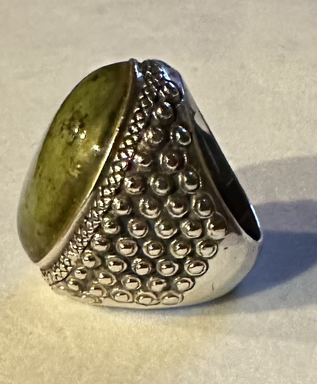925 Silver Large Green Jasper Statement Ring Size… - image 3