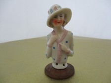 Flapper Polka Dot Dress Half Doll Pin Cushion Doll German Fair 2-1/4" Rare 