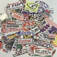 100Pcs Auto Car Parts NHRA Drag Racing Vinyl Graphics Stickers Bomb Decals Pack