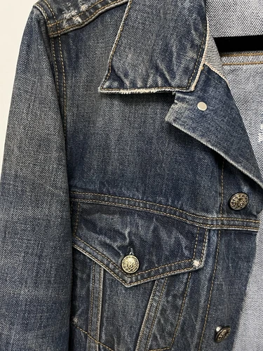 $1250 R13 Distressed Zipper Trucker Jacket Medium image 5
