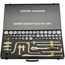 Elora 15372 Metric Whitworth and Imperial Socket Set 1/2" Sq. Dr. 58 Piece