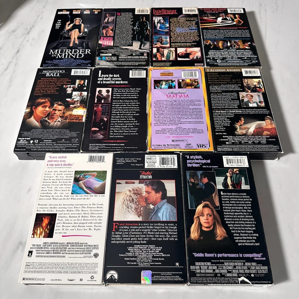VHS Lot 11 Erotic Thriller - Fatal Madam Crush Lower Level American Beauty Lady Foto 3 de 4