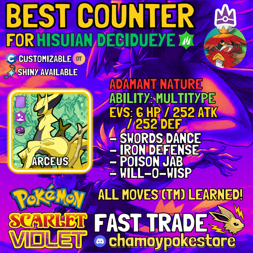 HISUIAN DECIDUEYE Tera Raid Counters ⚡ 6IV BUNDLE ⚡ Pokemon SCARLET and VIOLET - Picture 13 of 31