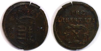 1705 Hungary 10 Poltura Ferenc Rokoczi II 1703-1711 Extra Fine Details KM# 264.1