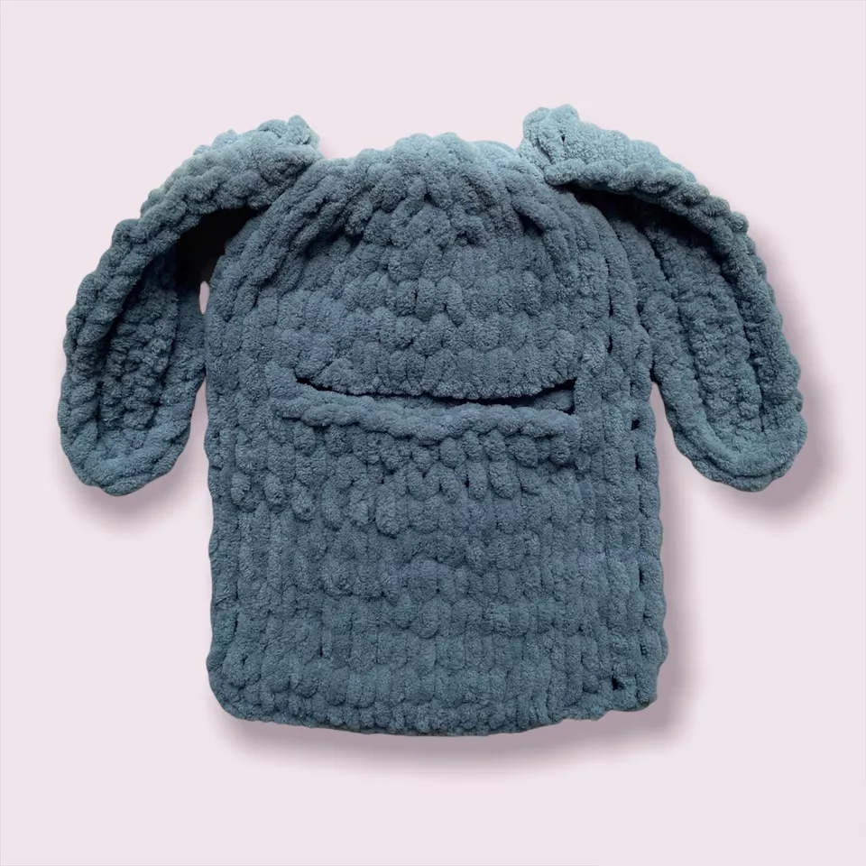 Handmade Plush Knitted Balaclava Ski Mask Bunny Rabbit Style Tiktok - Image 2 of 3