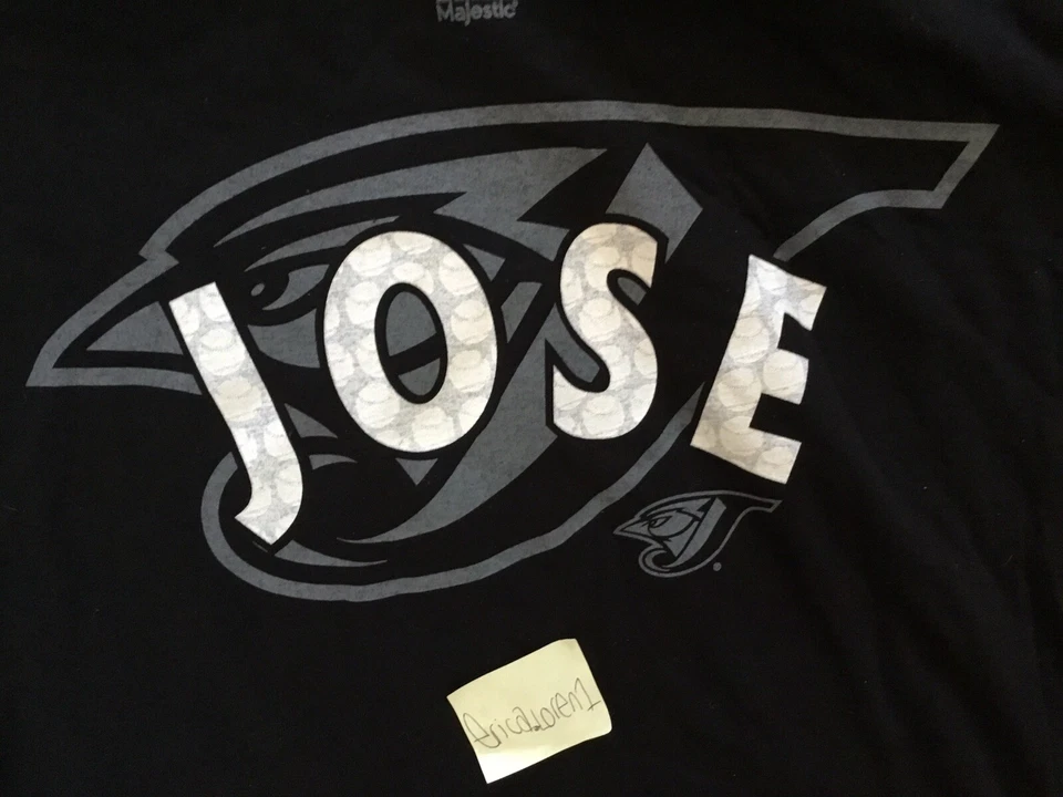 Jose Bautista Toronto Blue Jays Majestic Camisa Negra Hombre’s Grande Foto 4 de 4