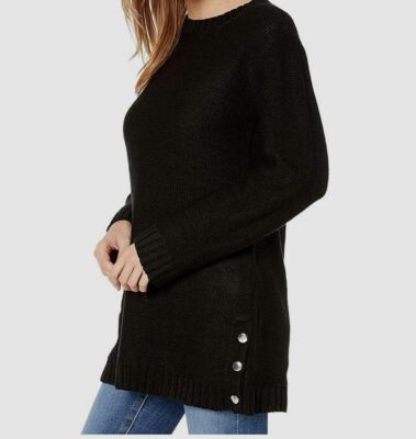 $130 BB Dakota Women's Black Long-Sleeve Crew-Neck Pullover Knit