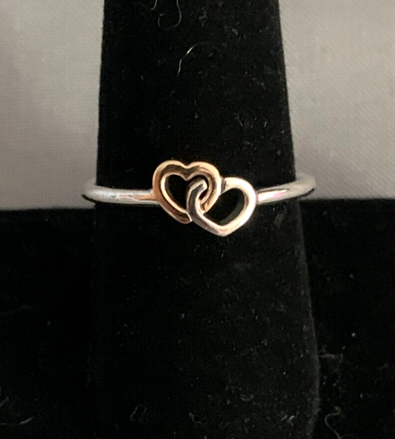 Authentic Pandora Heart to Heart Silver/14k gold Ring SZ60 (US9