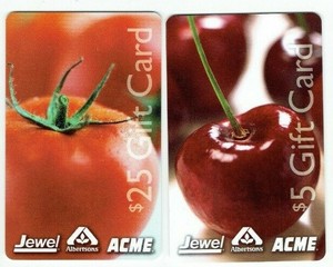 Acme Albertsons Jewel-Osco Gift Card - Lot Of 2 -Tomato, Cherry - 2006 -No Value | Ebay