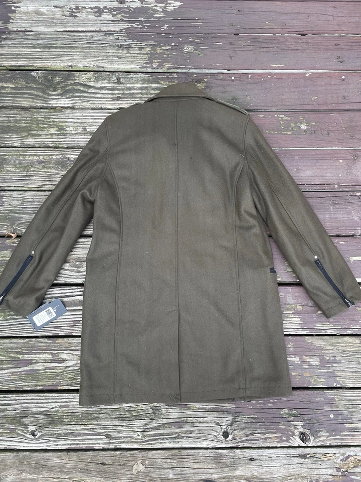 Vintage BLACK RIVET Wool Military Pea Coat Green Jacket Men's Size Large NEW - Image 2 of 4