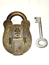 Vintage Englisch Lack London Messing Pad Schloss & Schl&uuml;ssel 4 Hebel