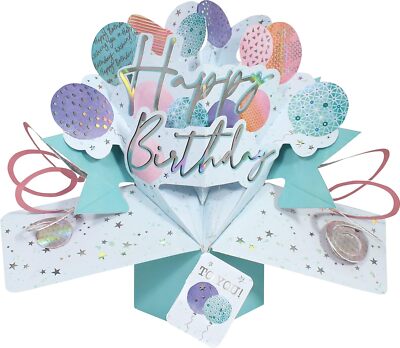 3D Pop Up Happy Birthday To You Balloons Pop-Up Greeting Card | eBay UK