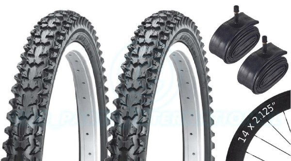 ASC 2 Fahrradreifen MTB Reifen 14 X 2.125 Mit Schrader SchläUchen Schwarz-image