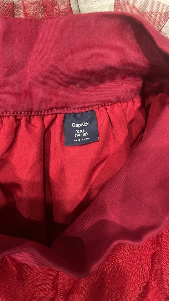Gap Niños Niñas Talla 14-16 Rojo TUL FALDA EN CAPAS CINTURA ELÁSTICA EN CASCADA Foto 3 de 4