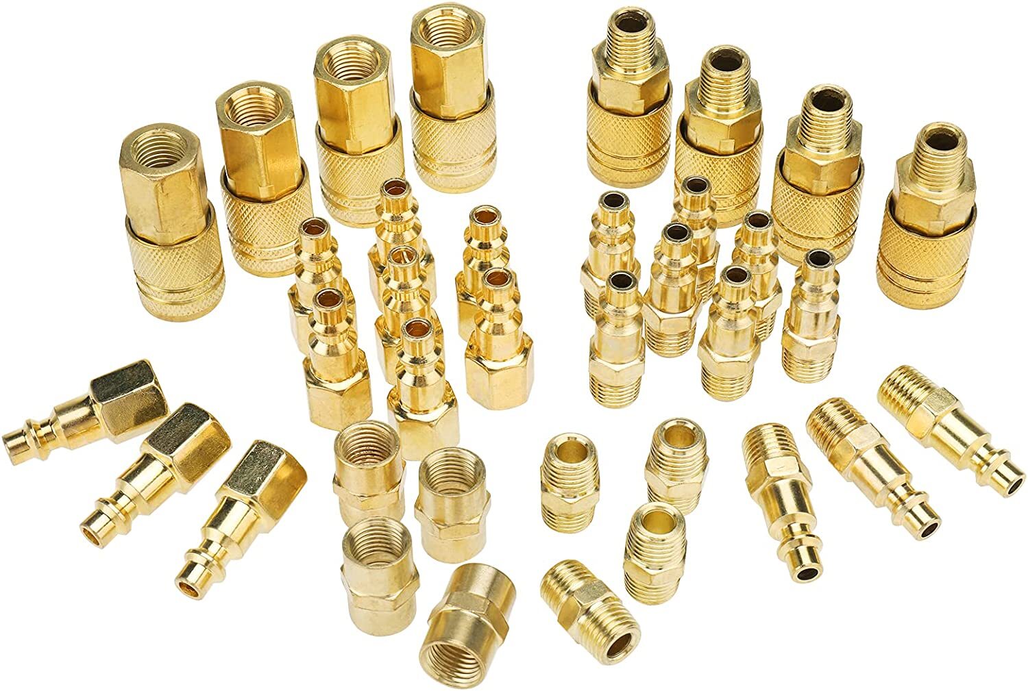 RealPlus 36pcs 1/4" NPT Air Coupler and Plug Kit Solid Brass Air Hose