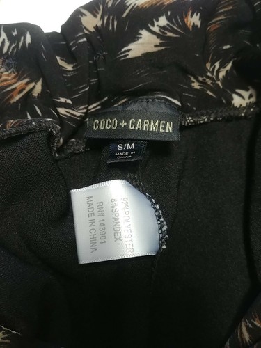 Coco + Carmen Womens Leggings S/M Wide Waistband Stretch Full Length Black Print - Picture 5 of 7