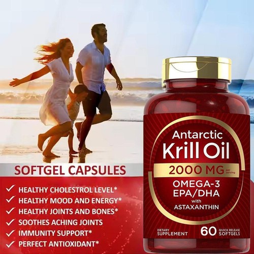 Antarctic Krill Oil 2000 mg 60 Softgels | Omga-3 EPA, DHA, with Astaxanthin - Picture 7 of 9