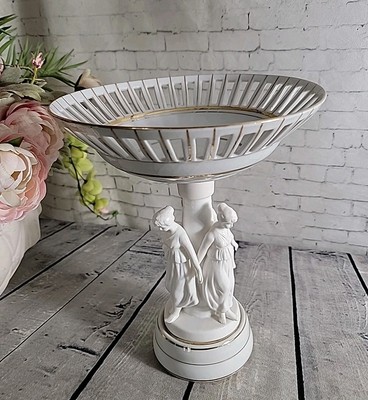 MCM ARDALT JAPAN LENWILE CHINA 10.5'' RETICULATED PEDESTAL NEOCLASSICAL COMPOTE
