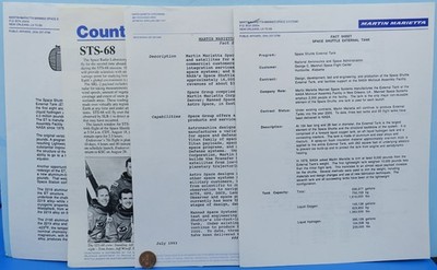 Martin Marietta Lot of 4 vtg STS-68 Space Shuttle Endeavour NASA 