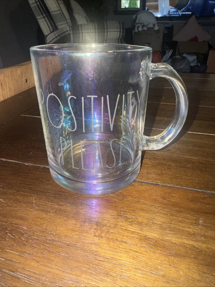 Rae Dunn  18 Oz. Glass Mug “POSITIVITY PLEASE”  Coffee Cup - Image 2 of 4