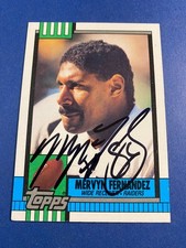 MERVYN FERNANDEZ 1990 TOPPS #281 AUTO SIGNED LOS ANGELES RAIDERS BC LIONS CFL