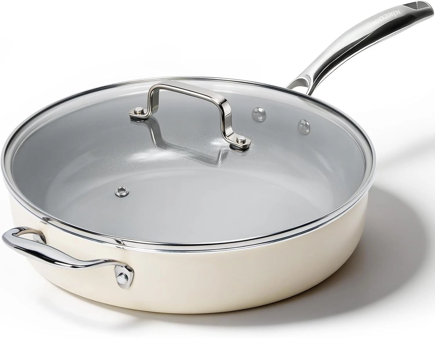 Nonstick Frying Pan with Lid - 12 Inch Ceramic Deep Frying Pan for Cooking - 5 Q