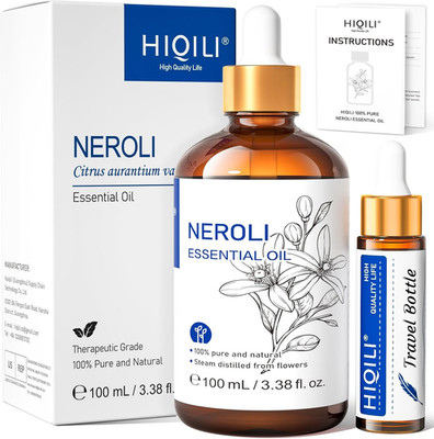 HIQILI Neroli Essential Oil 3.38oz Pure Natural for Skin Diffuser + Travel Size