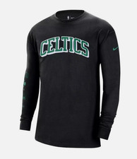NIKE Boston Celtics Shirt XXL Mens Black Green White NBA 75th Long Sleeve
