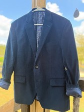 Lauren Ralph Lauren Men's Navy Fine-Wale Corduroy Sport Coat Blazer with Suede E