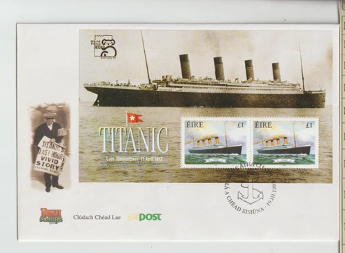 Ireland 1999 Titanic OVPT World Stamp Expo M/Sheet FDC .. envelope closed