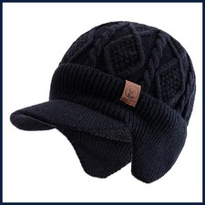 New Unisex Winter Hat Plush Fur Lined Warm Earflap Cap Stylish Soft Beanie Hat