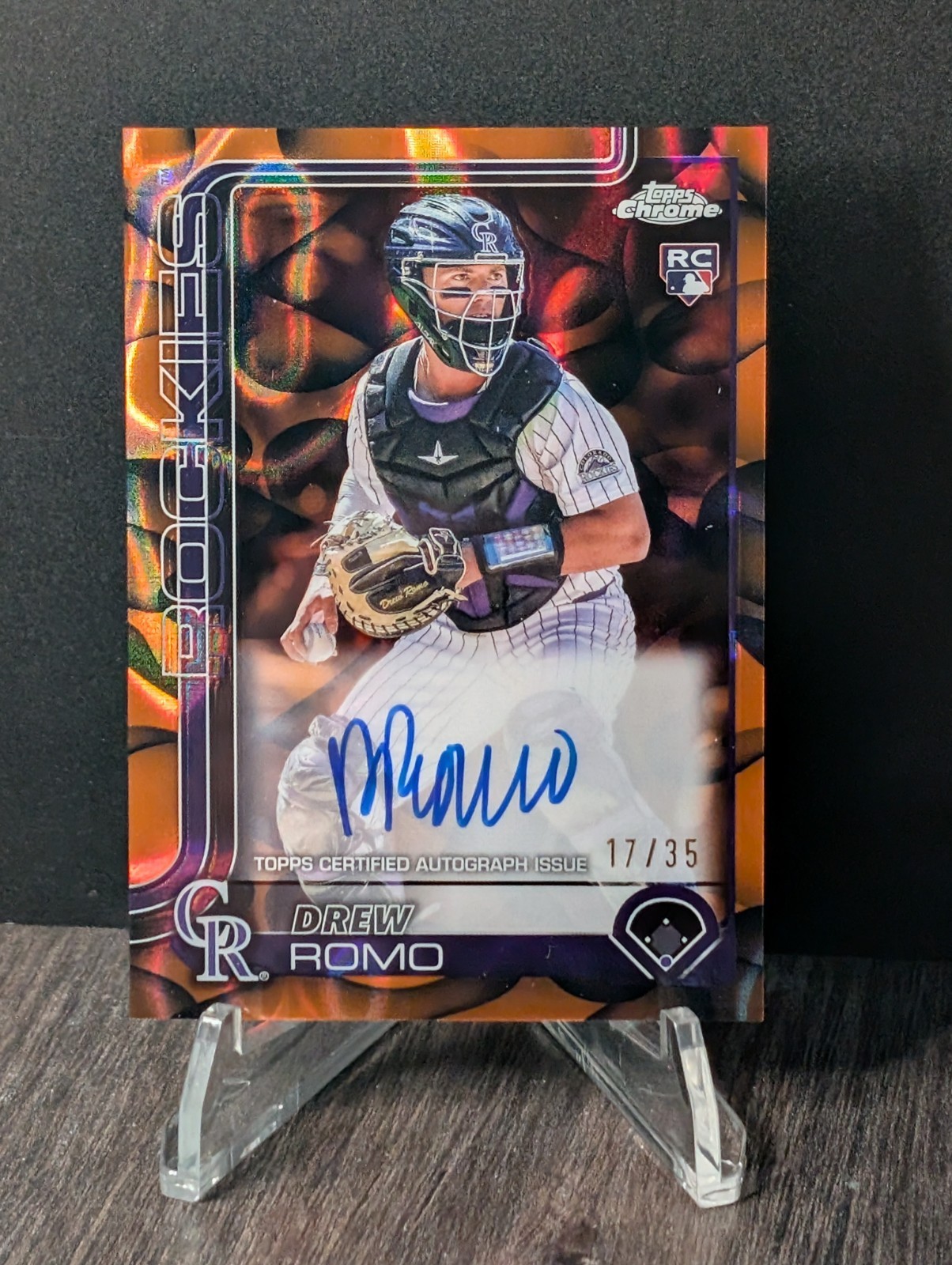 2025 Topps Chrome Update Rookie Autograph Orange/Black Lava RC Drew Romo /35