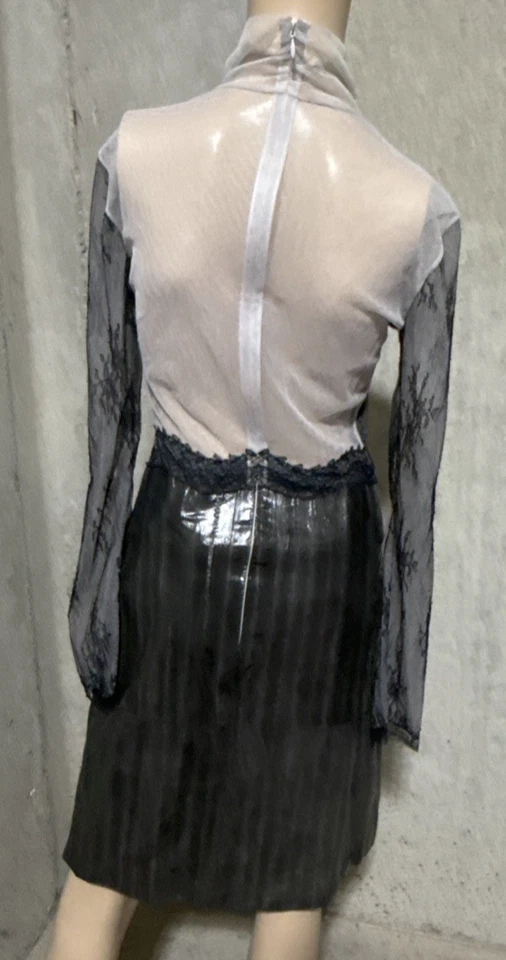 Nuevo Nuevo Nuevo Con Etiquetas Vestido Nina Ricci Pasarela Piel de Anguila Encaje Malla Ilusión EE. UU. 0 2 FR 34 Foto 3 de 4