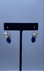 14K Yellow Gold Lapis Lazuli Freshwater Pearl Cluster Dangle Earrings 6.7g — photo 1