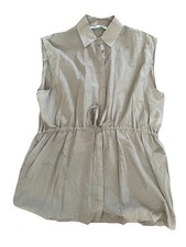 Zara Dress Pockets Beige Drawstring 100% Cotton Women’s Small