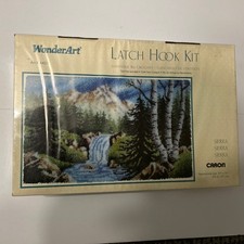 WonderArt Sierra Latch Hook Kit Caron 4425 Mountain Waterfall Trees NIP 30x50