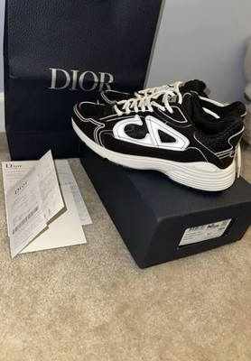 Dior B30 Men's Low Top Lace-Up Mesh Sneakers Black/White Reflective New w/ Box