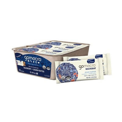 GoMacro Macrobar Organic Vegan Protein Bars  Blueberry + Cashew Butter 2.3 Ou...