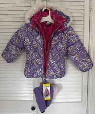 SNOZU Kids' Jacket with Hat  Detachable Fur PURPLE  Multi Color NEW Size 5